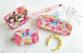 Quilted Hair Tool Bag - Blue + Rose Floral-option1]-kendra-kays-boutique