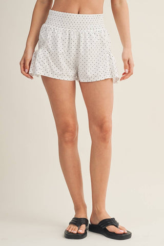 Polka Dot Print Nylon Flare Shorts-option1]-L-kendra-kays-boutique