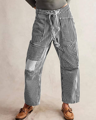Fashion Mid-Rise Casual Striped Drawstring Wide-Leg Pants-option1]-kendra-kays-boutique
