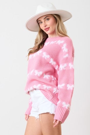 Loose Fit Bow Acrylic Sweater-Long Sleeves-option1]-kendra-kays-boutique