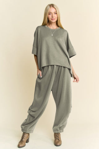 Solid Flowy Top With Elastic Waist Set-Sets-option1]-Small-kendra-kays-boutique