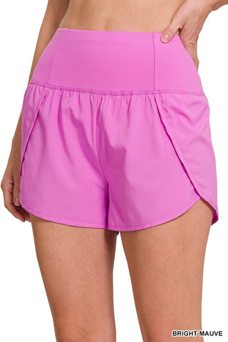 High Waisted Zippered Back Pocket Running Short-Shorts-option1]-kendra-kays-boutique
