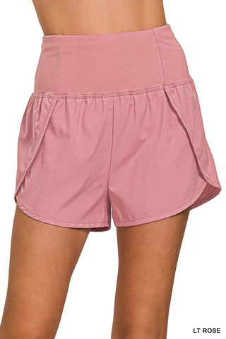 High Waisted Zippered Back Pocket Running Short-Shorts-option1]-kendra-kays-boutique