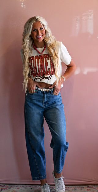 Embellished Sooners Football Tee With Gem Details-Short Sleeves-option1]-kendra-kays-boutique