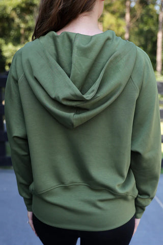 Luxe Hooded Quarter Zip Pullover- Olive-Hoodies-option1]-kendra-kays-boutique