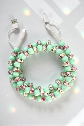 Updated Green Floral Beaded Cord Charger-option1]-kendra-kays-boutique
