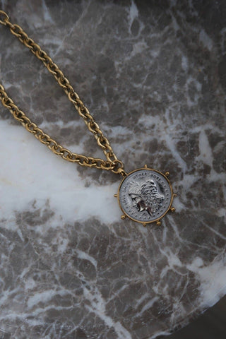 TWO TONED COIN NECKLACE-option1]-kendra-kays-boutique
