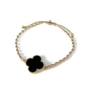 Mother of Pearl Clover Charm with Rice Bead Chain Bracelet-option1]-kendra-kays-boutique