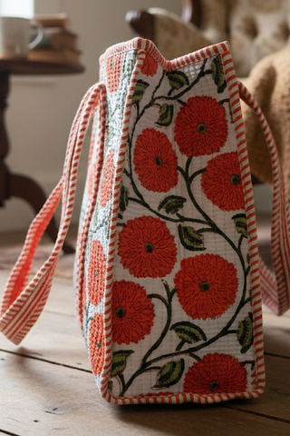Waylon Orange Floral Print Tote Bag-option1]-kendra-kays-boutique