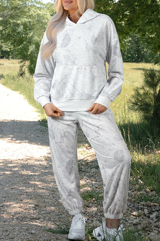 Light Grey Hoodie Elastic Waistband 2pcs set