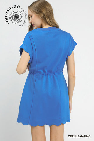 Scallop Hem Drawstring Luxe Knit Dress-Dresses-option1]-kendra-kays-boutique