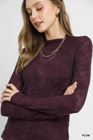 Umgee Lace Sheer Long Sleeve Top-Long Sleeves-option1]-small-kendra-kays-boutique