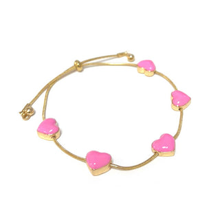 Color Enameled Heart Statement Pull Tie Adjustable Bracelet-option1]-kendra-kays-boutique