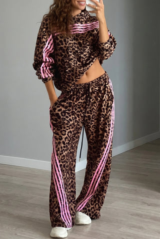 Leopard Print Pink Striped Set