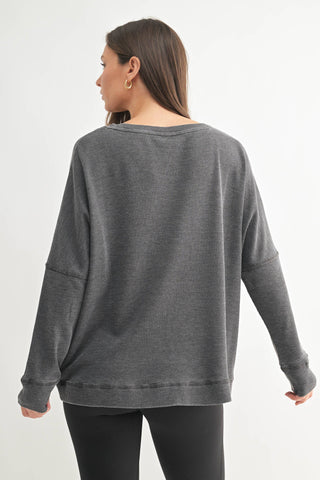 Waffle Ribbed Roundneck Pullover-option1]-kendra-kays-boutique