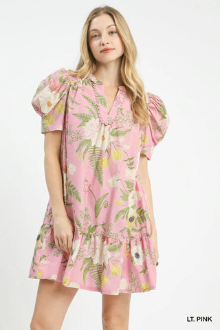 Puff Sleeve Floral Tiered Dress-Dresses-option1]-Small-kendra-kays-boutique