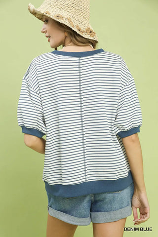 Striped Knit Short Sleeve Top-Short Sleeves-option1]-kendra-kays-boutique