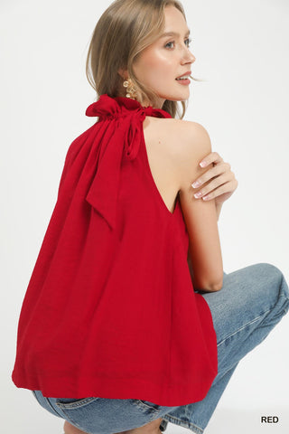 Tie-Neck Ruffle Top-Sleeveless-option1]-kendra-kays-boutique
