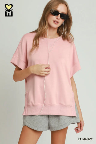 Side-Zip Crochet Dolman Sleeve Top-Short Sleeves-option1]-Small-kendra-kays-boutique