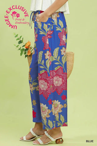Floral Print Wide Leg Crop Pants-Bottoms-option1]-kendra-kays-boutique