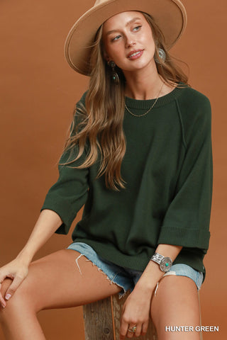 Crewneck Pullover Sweater Knit Top-Sweaters-option1]-Small-kendra-kays-boutique