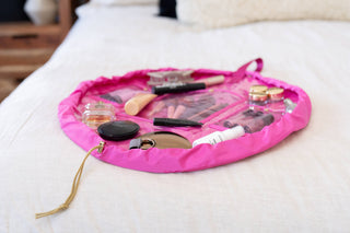 Quilted Lay Flat Drawstring Makeup Bag - Cosmetic Organizer-option1]-kendra-kays-boutique