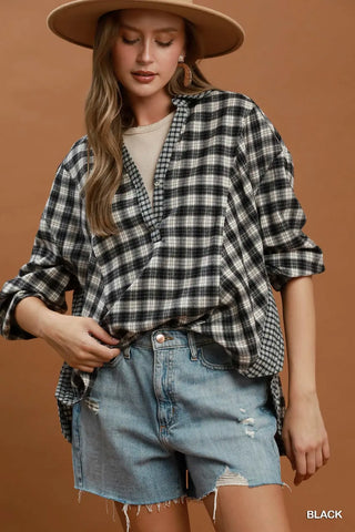 Plaid Mixed Print Oversized Pullover-Long Sleeves-option1]-Small-kendra-kays-boutique