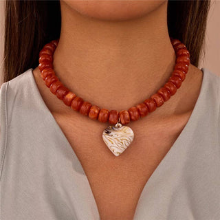Heart Pendant Resin Beaded Necklaces | 40NK9701-option1]-kendra-kays-boutique