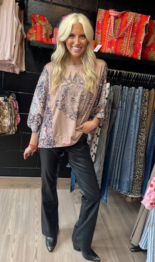 Country Music Vintage Graphic Tee with Long Kimono Sleeve-Short Sleeves-option1]-kendra-kays-boutique
