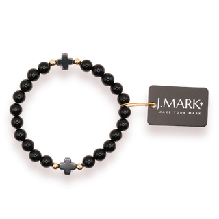 J. Mark: Black Onyx Cross Bracelets