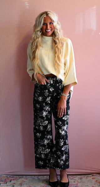 Floral Print Wide Leg Cropped Pants-Bottoms-option1]-kendra-kays-boutique