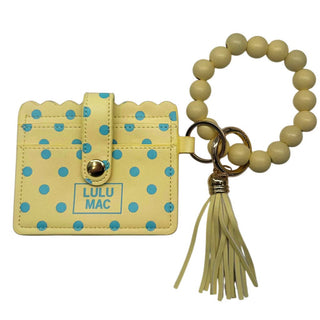 LM-PD-7311 Beaded Wristlet ID Wallet Yellow/Blue Dot-option1]-kendra-kays-boutique