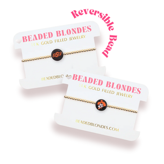Oklahoma State University (OSU) Logo Flip Bracelet on Gold-Bracelets-option1]-Petite 6.25"-kendra-kays-boutique