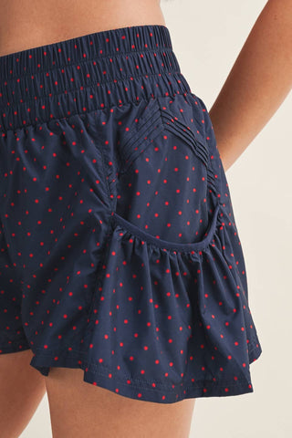 Polka Dot Print Nylon Flare Shorts-option1]-kendra-kays-boutique