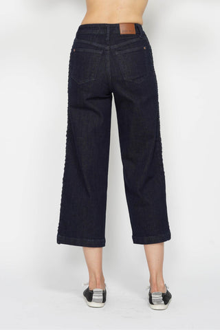 Judy blue high waist side seam, braid detail crop wide leg-Jeans-option1]-kendra-kays-boutique
