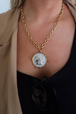TWO TONED COIN NECKLACE-option1]-kendra-kays-boutique