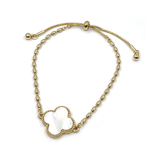 Mother of Pearl Clover Charm with Rice Bead Chain Bracelet-option1]-kendra-kays-boutique