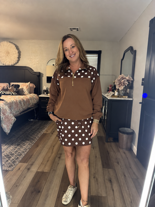 Chocolate Polka Dot Skort-Skirts-option1]-kendra-kays-boutique