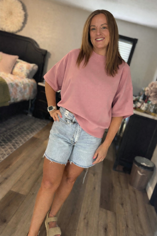 Ribbed round neck waist band-Short Sleeves-option1]-kendra-kays-boutique