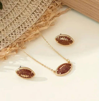 Football Matching Earrings + Necklace Sets-option1]-kendra-kays-boutique