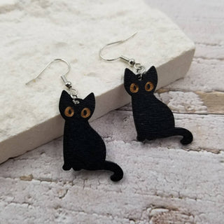 Halloween Black Cat Earrings-option1]-kendra-kays-boutique