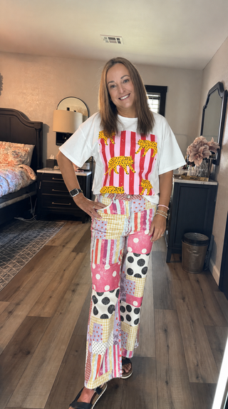 Cheetah Striped Print Retro Fashion Graphic Tee-Short Sleeves-option1]-kendra-kays-boutique
