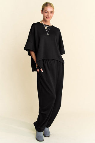 Solid flowy top with elastic waist band pant set-Sets-option1]-kendra-kays-boutique