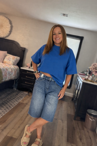 Ribbed round neck waist band-Short Sleeves-option1]-kendra-kays-boutique