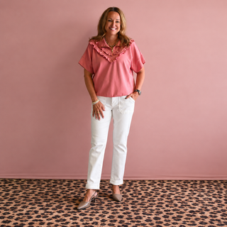 Ruffle Quarter Zip Top-Short Sleeves-option1]-kendra-kays-boutique