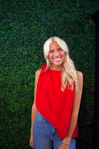 Tie-Neck Ruffle Top