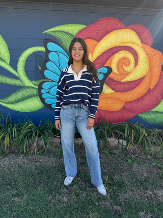 Striped Collared Sweater-Long Sleeves-option1]-kendra-kays-boutique