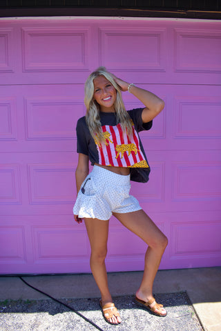 Polka Dot Print Nylon Flare Shorts-Shorts-option1]-kendra-kays-boutique