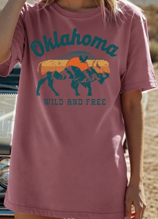 Women Oklahoma Graphic Print Short Sleeve Top-Graphic Tees-option1]-kendra-kays-boutique