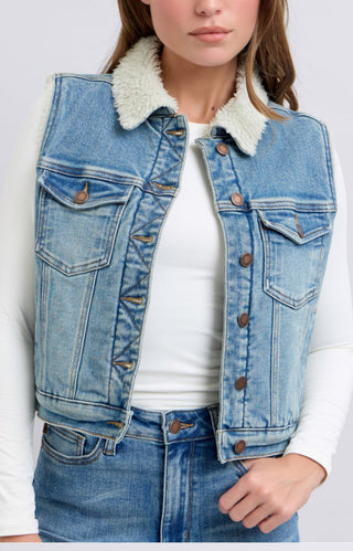 Judy Blue Shearling Vest-Vests-option1]-kendra-kays-boutique